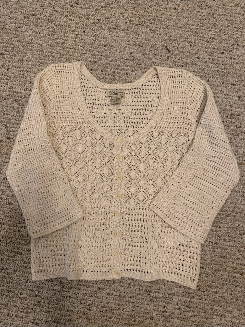 Lucky Brand Light Cream Crochet Button-Front Women's Cardigan Sweater